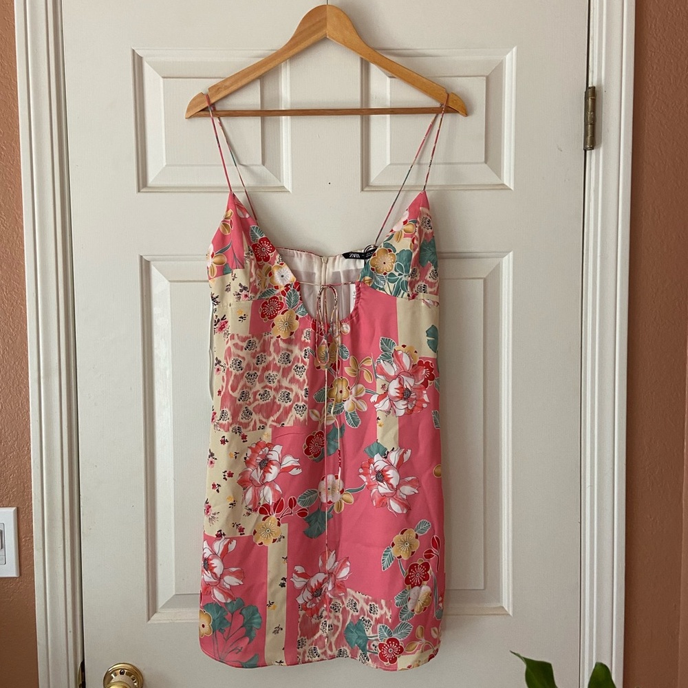 Zara “Satin effect print dress”